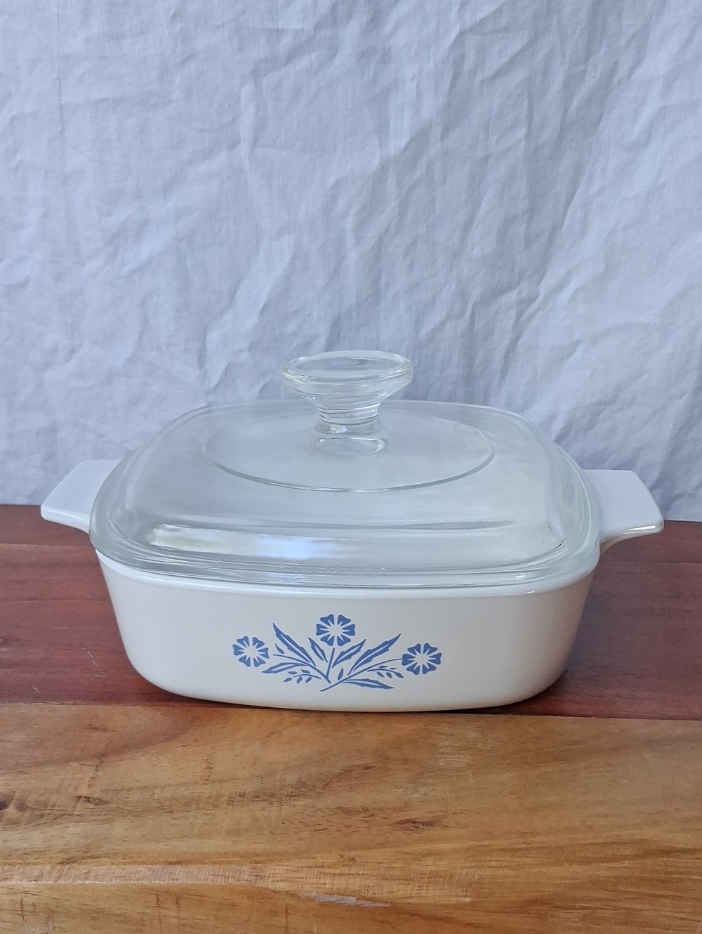 Corningware Blue Cornflower A-1-B 1Quart White Casserole Dish Vintage